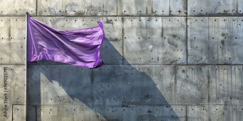 Purple flag on building facade photo