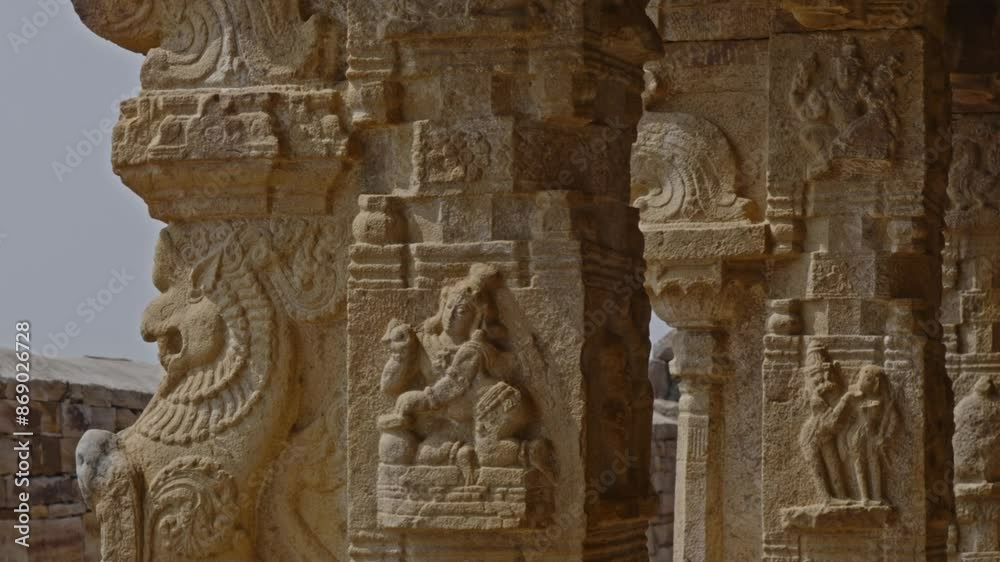 pillars of ancient Raghunatha Swamy Temple in gandikota, kadapa, andhra pradesh, india. 4k daytime. pillars of ancient Raghunatha Swamy Temple in gandikota, kadapa, andhra pradesh, india. 4k daytime.