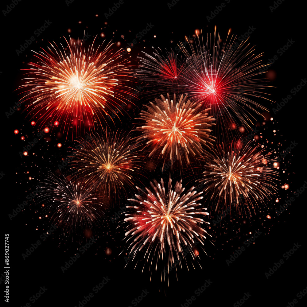 Naklejka premium fireworks in the sky with black background