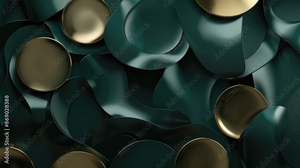 3d abstract art composition dark green and gold 3d abstract art composition dark green and gold