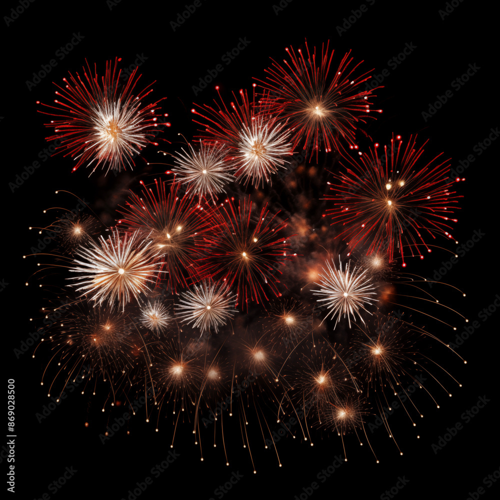 Fototapeta premium fire works in the sky with black background