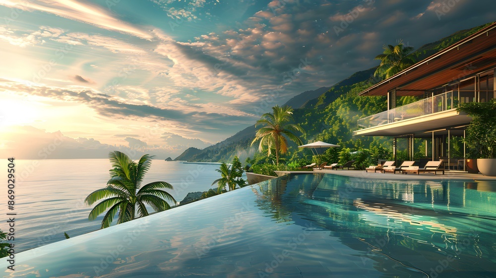 Obraz premium Landscape with a prestigious mountain resort img