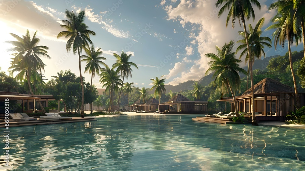 Fototapeta premium A landscape featuring a luxury tropical island