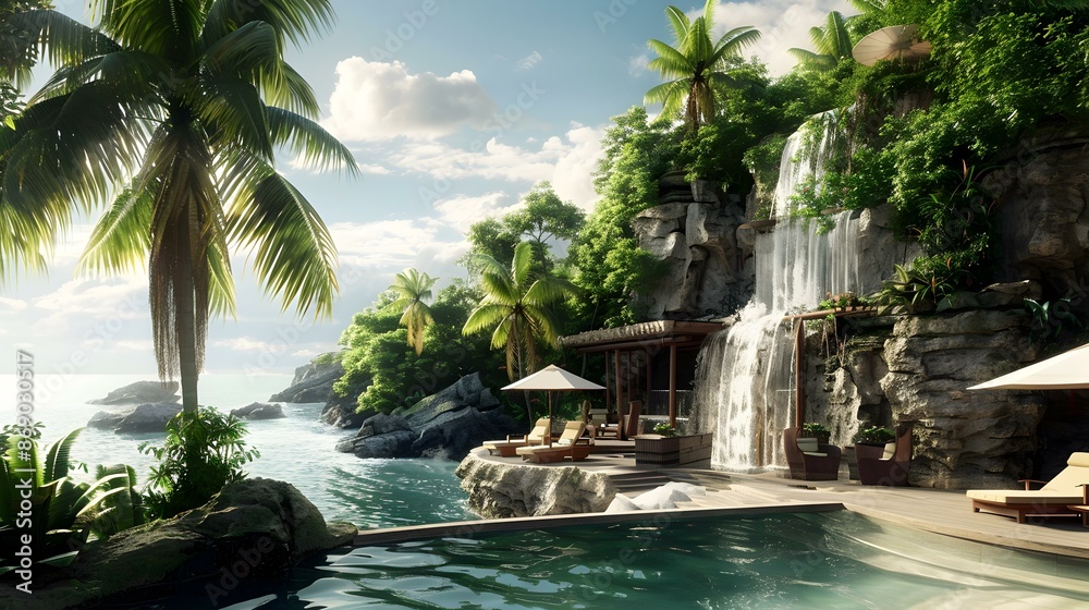 Landscape with a luxurious spa resort img Landscape with a luxurious spa resort img