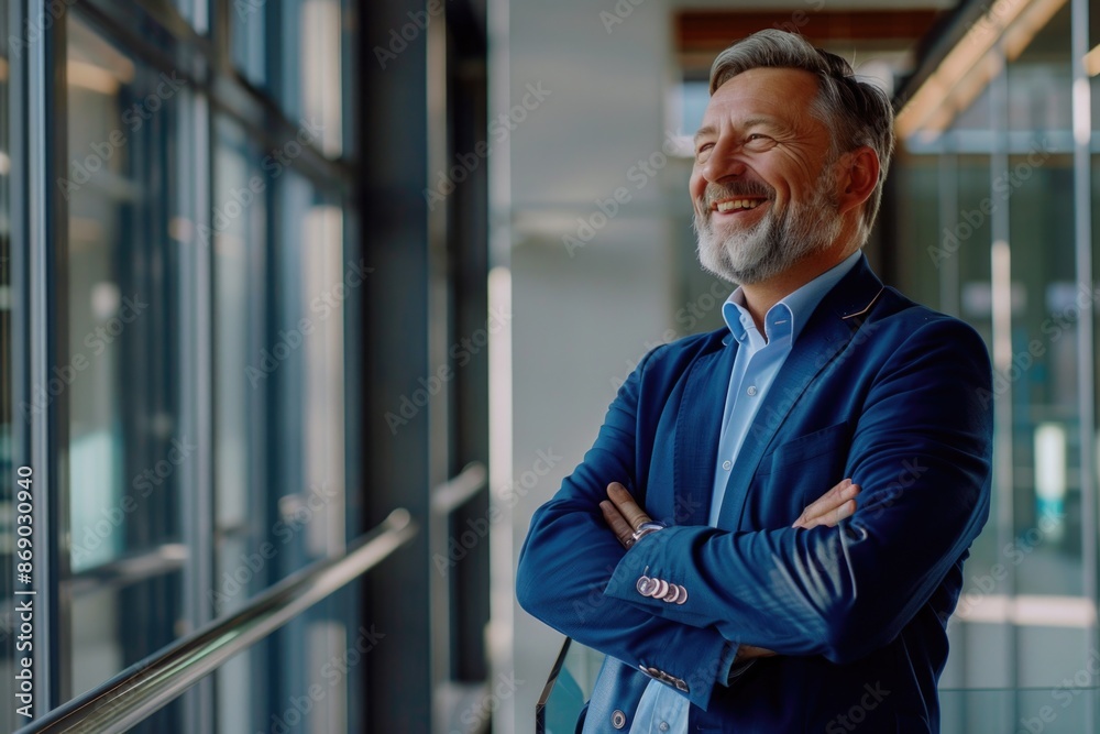 Fototapeta premium Man with Beard in Blue Jacket