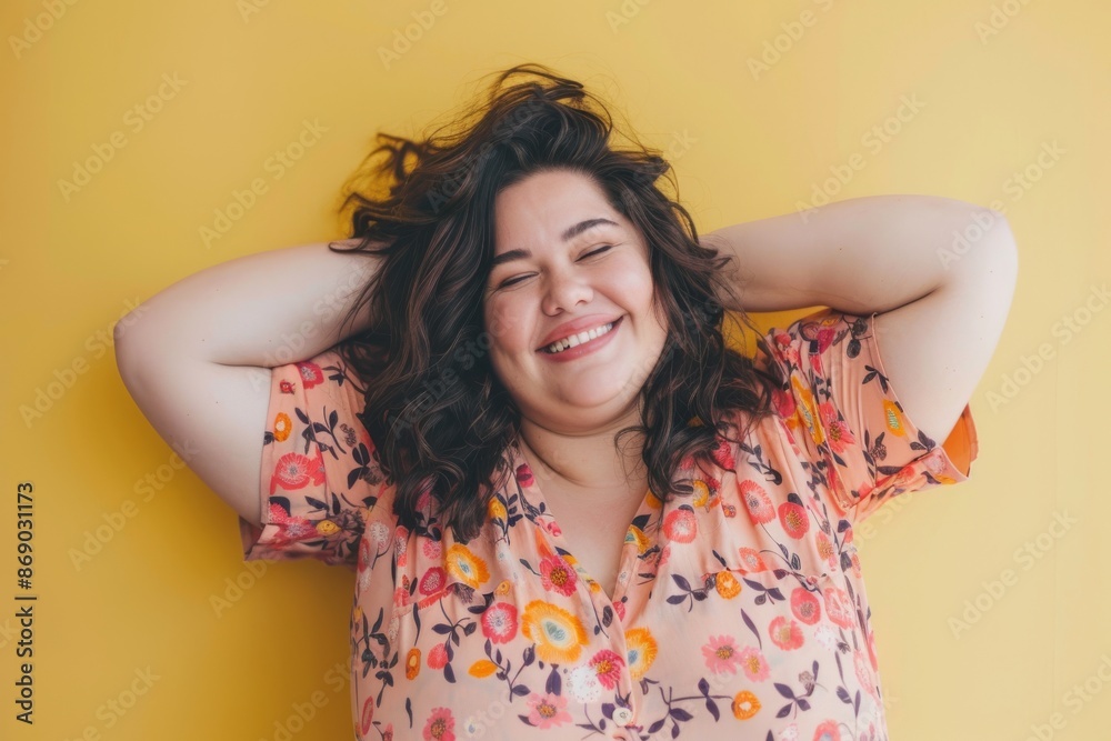 Confident plus size woman with cheerful pose Confident plus size woman with cheerful pose