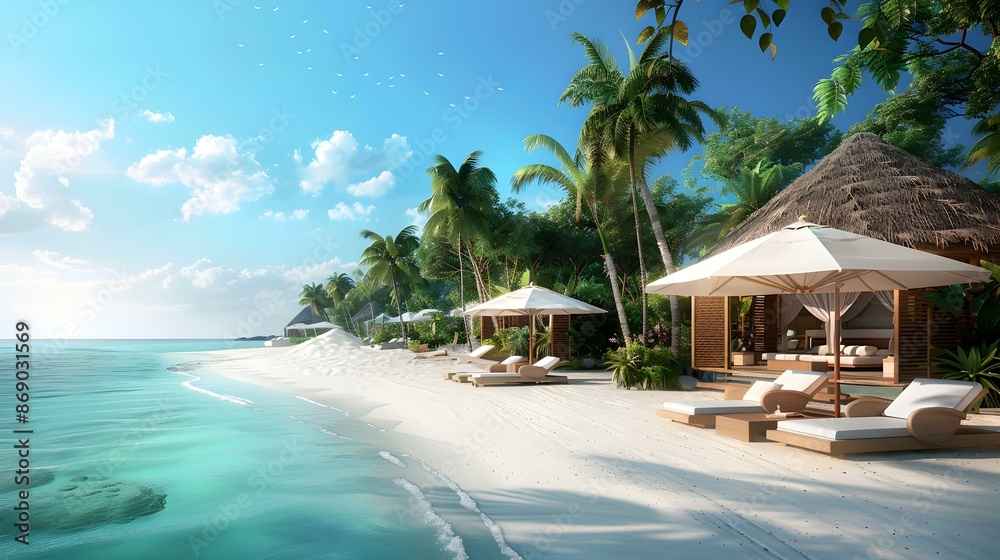Landscape with a private beach and luxurious image Landscape with a private beach and luxurious image