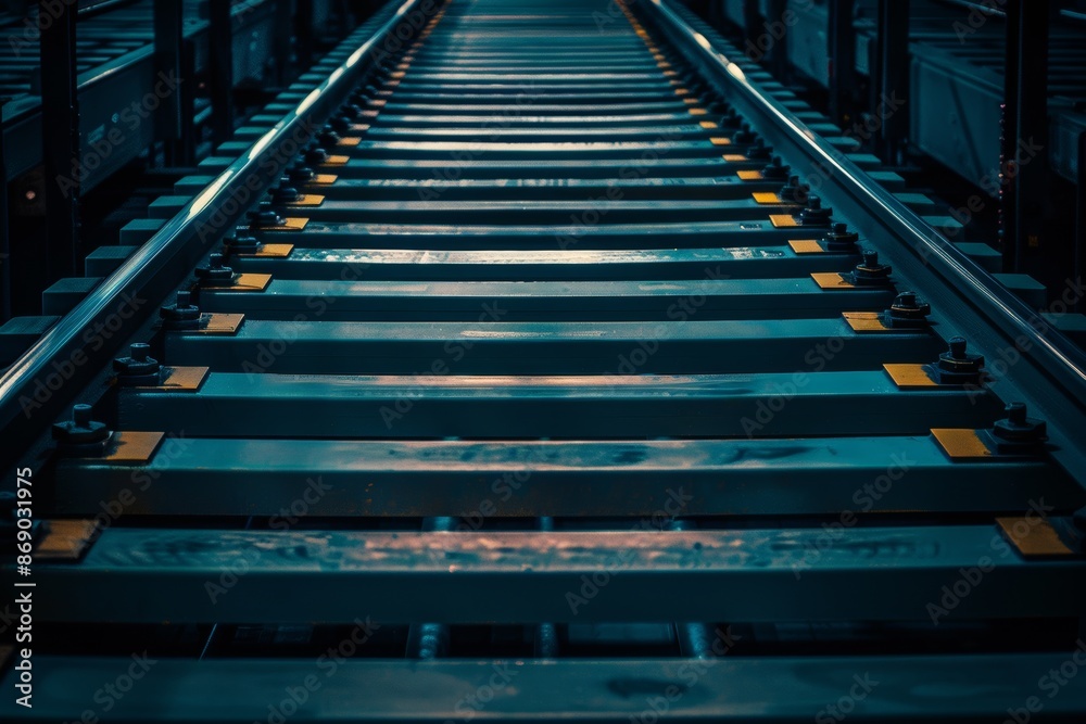 Gleaming railroad tracks at night Gleaming railroad tracks at night