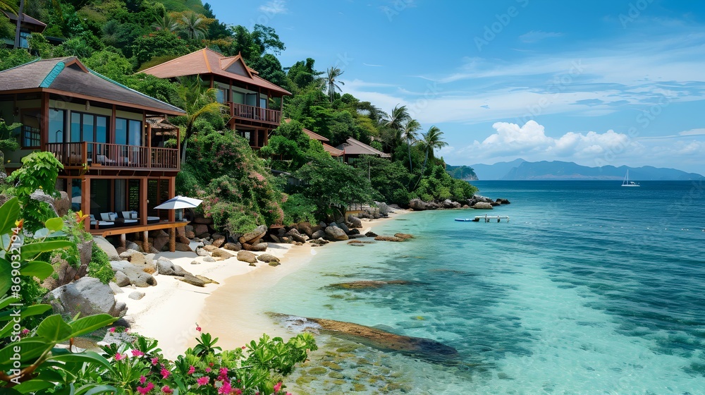 Fototapeta premium A landscape with an exclusive tropical resort image