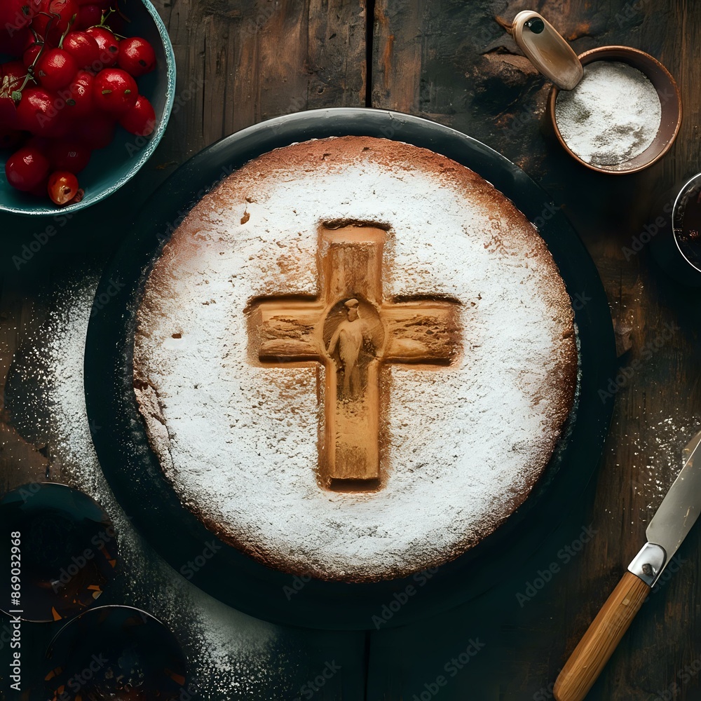 Homemade Delight: Freshly Baked Cake on Rustic Table Homemade Delight: Freshly Baked Cake on Rustic Table
