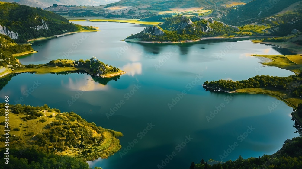 Aerial view of Saint Ana lake in Romania : Generative AI Aerial view of Saint Ana lake in Romania : Generative AI