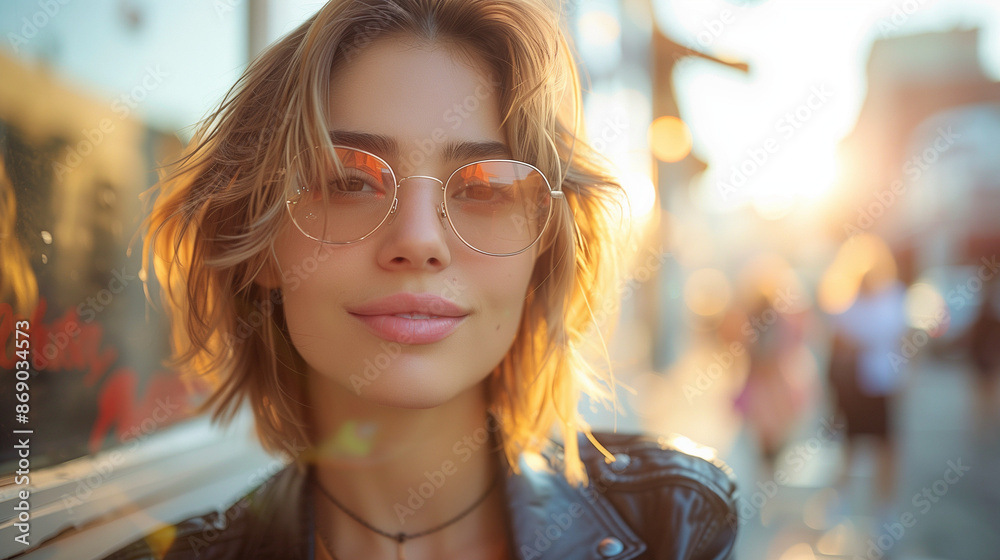 portrait of a woman in sunglasses in the city portrait of a woman in sunglasses in the city