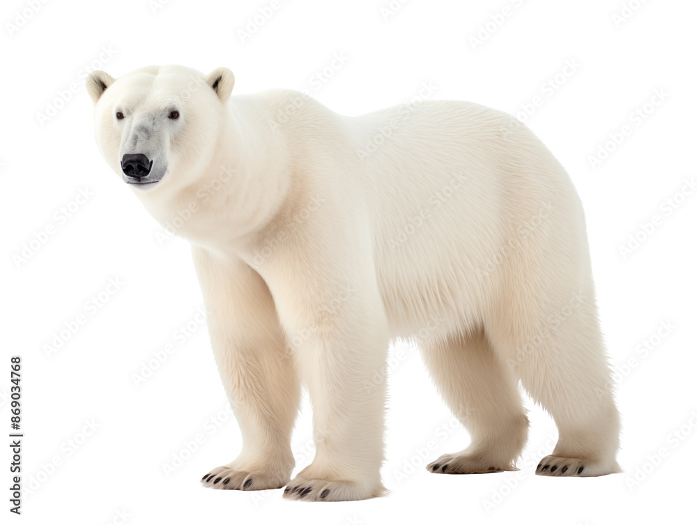 a polar bear standing on a white background