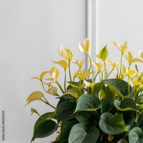 Pothos Epipremnum aureum flower isolated on a white background 2 photo