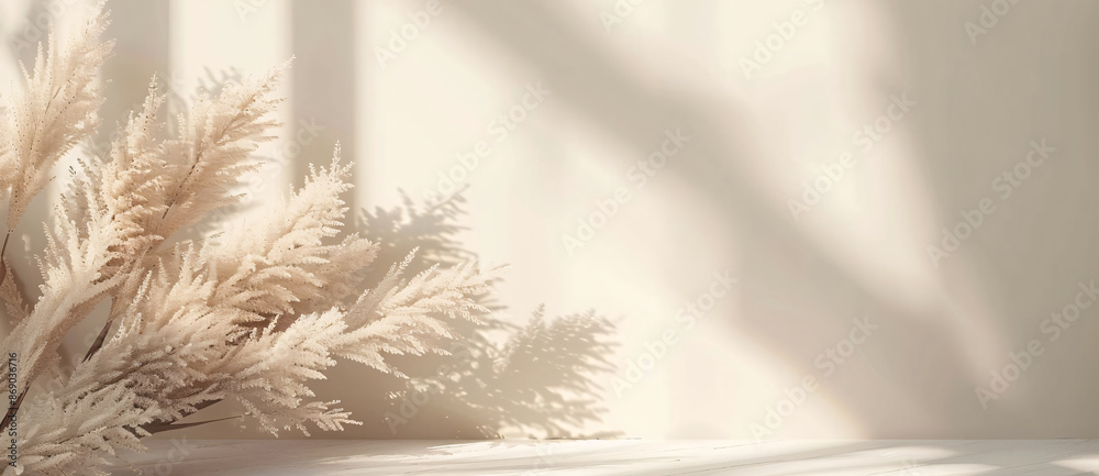 Photo of Pampas grass bouquet on beige background with sun rays and shadow, banner with copy space area. Minimalistic composition for home decor or wedding card design
Photo of Pampas grass bouquet on beige background with sun rays and shadow, banner with copy space area. Minimalistic composition for home decor or wedding card design