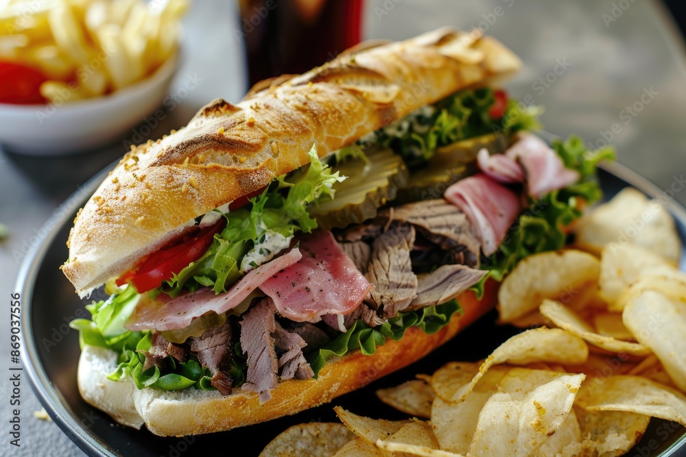 Sandwich and Chips on Plate