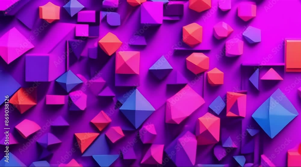 Neon geometrical shapes of different vintage colors Seamless loop 4k pop art design Violet