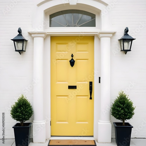 Close up yellow front door
