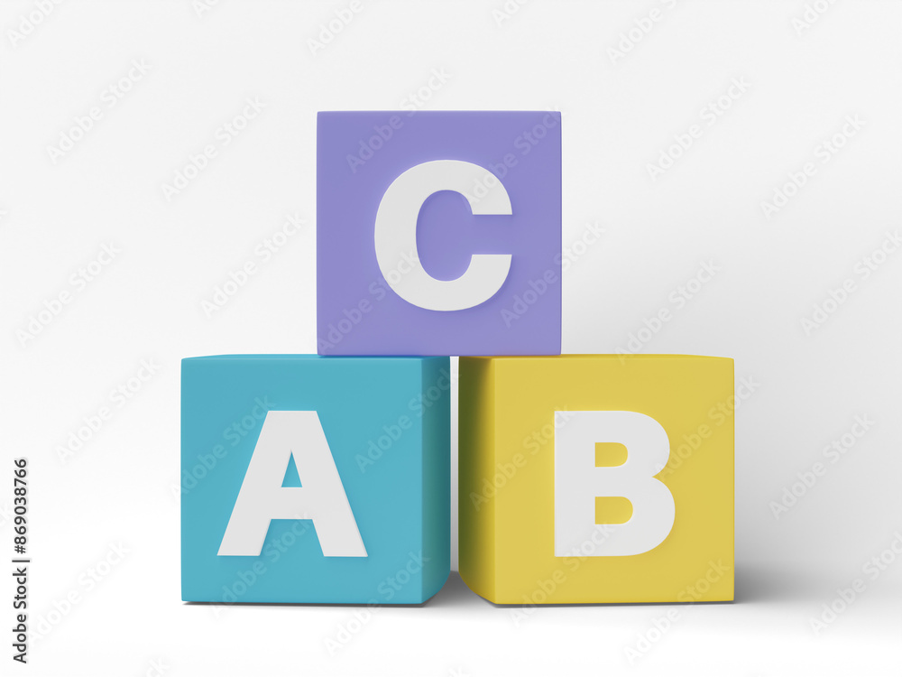 Abc letter block isolated on transparent png background. 3D render. Abc letter block isolated on transparent png background. 3D render.