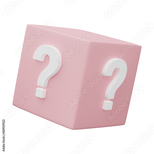 cubes with question mark isolated on transparent png background. 3D render.