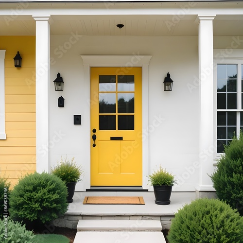 Close up yellow front door
