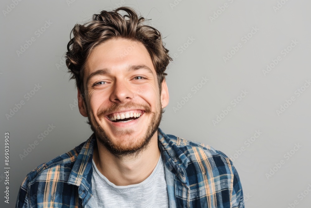 Portrait of attractive glad cheerful man over neutral background Portrait of attractive glad cheerful man over neutral background
