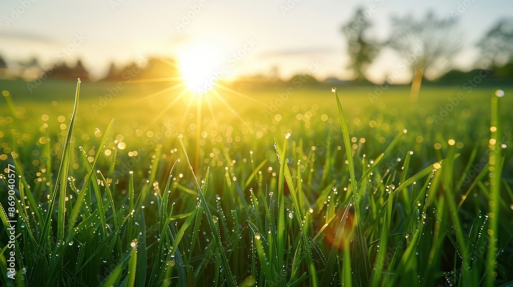 A field of grass with a sun shining on it A field of grass with a sun shining on it