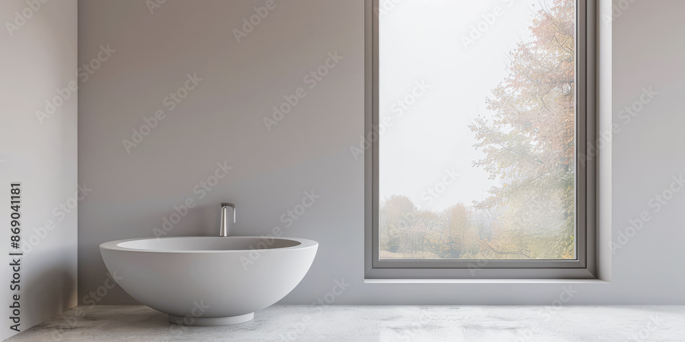Modern sink next to a window of a bathroom in a luxury property. Minimalist luxury interiors composition. Modern sink next to a window of a bathroom in a luxury property. Minimalist luxury interiors composition.