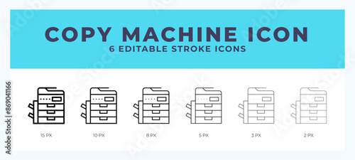 Copy machine lineal icon symbol vector. Black outline for web. App. Presentation and more.