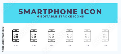 Smartphone vector icon. With different stroke vector illustration.