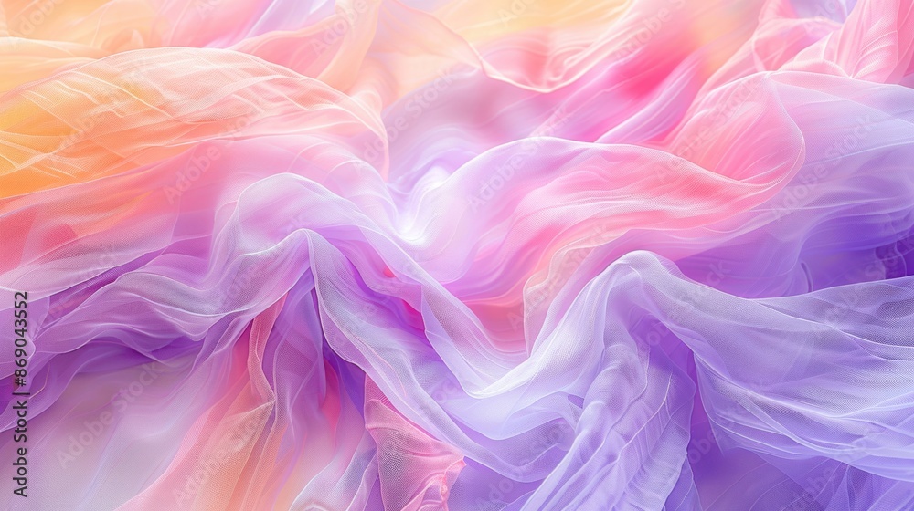 A close-up of delicate layers of pastel fabric illuminated by soft light, creating a gentle and soothing visual effect. A close-up of delicate layers of pastel fabric illuminated by soft light, creating a gentle and soothing visual effect.