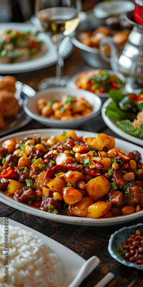 Closeup Of Chinese Food On Table Closeup Of Chinese Food On Table