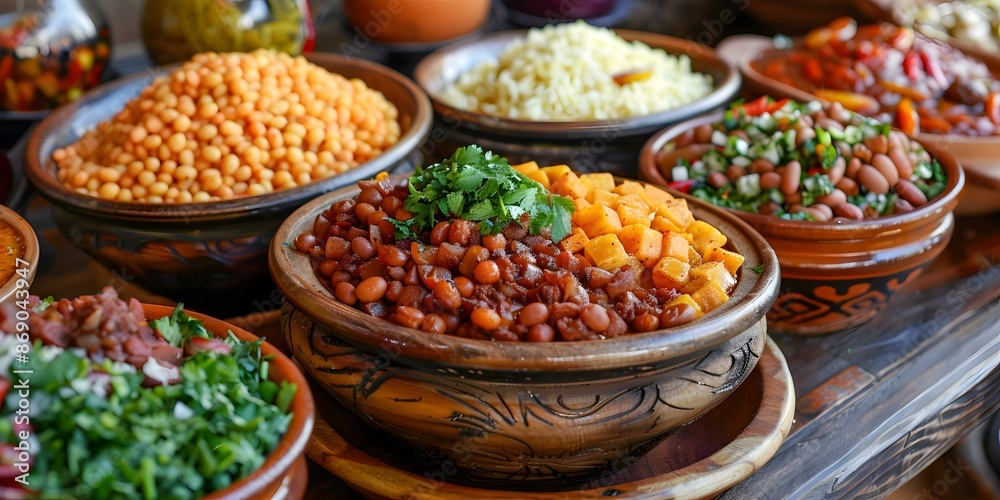 Variety of stewed dishes in clay pots Variety of stewed dishes in clay pots