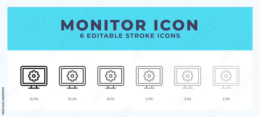 Monitor icon illustration vector with editable stroke. Monitor icon illustration vector with editable stroke.