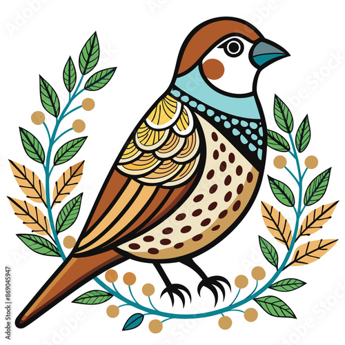 little realistic sparrow bird vector illustration. photo