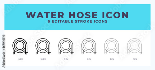 Water hose icon vector for web. And mobile app. Editable stroke outline icon.