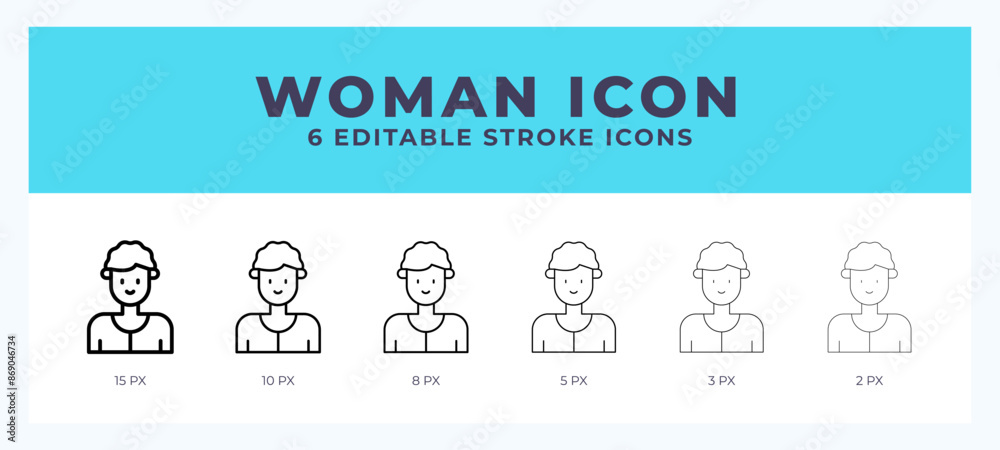 Woman line icon illustrations with editable strokes.