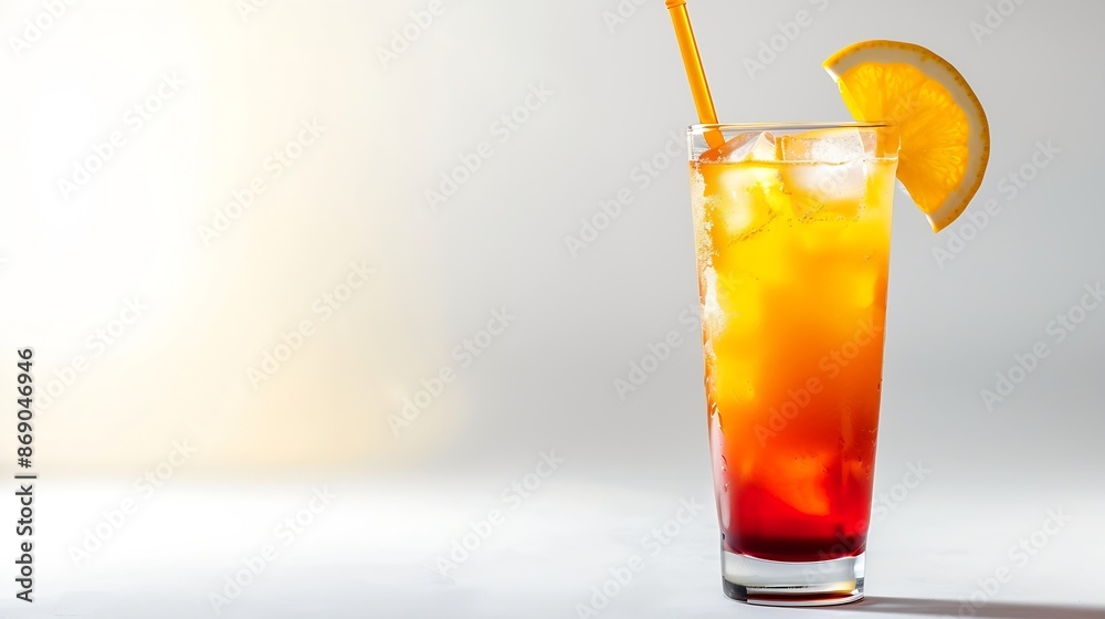 Tequila Sunrise Cocktail on table with white background : Generative AI Tequila Sunrise Cocktail on table with white background : Generative AI