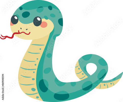 巳年の青緑色の蛇のイラスト