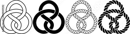 Fotografija figure eight knot or Listing's knot rope icon set