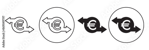 Money transfer icon in outline. Currency exchange. money conversion. euro symbol design for mobile app, ui, web. vector illustration