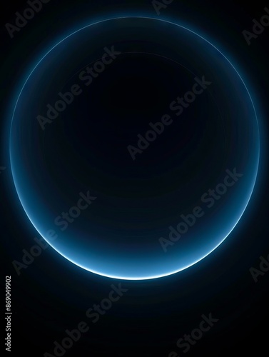 A blue circle in the dark with a light.