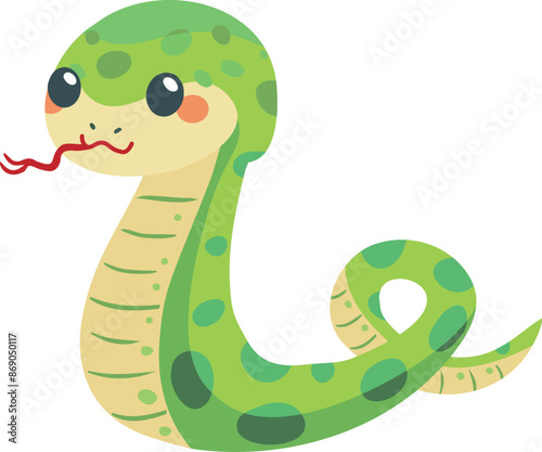 巳年の黄緑色の蛇のイラスト