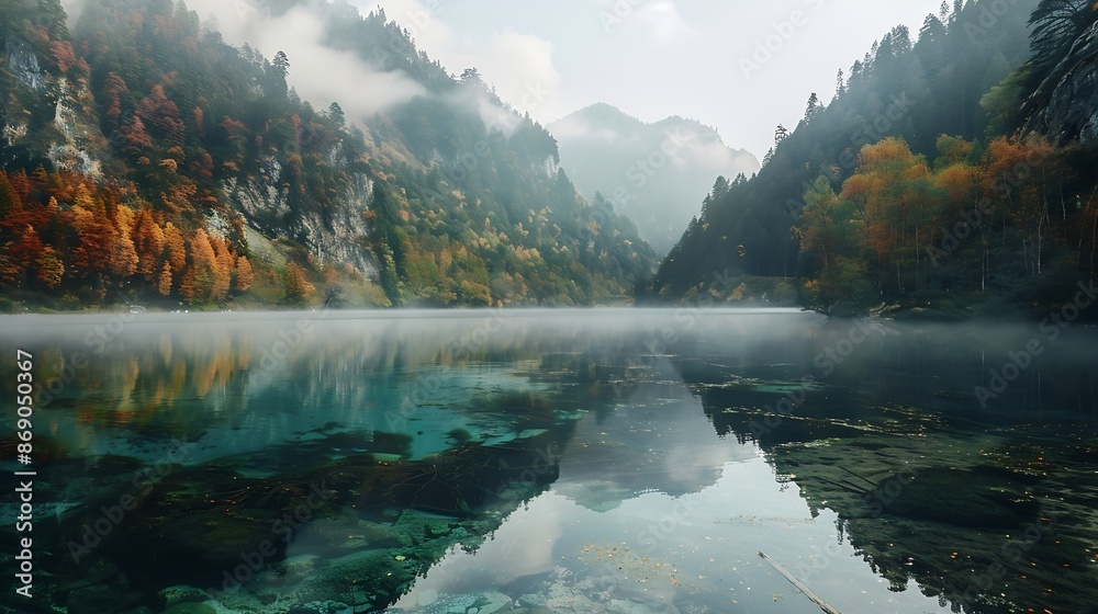 Lake at Jiuzhaigou National Park : Generative AI Lake at Jiuzhaigou National Park : Generative AI