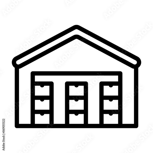 Warehouse Line Icon Design