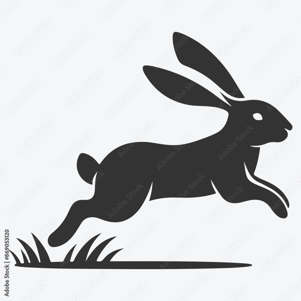 Obraz premium Dynamic Jumping Rabbit Silhouette, Perfect for Art, Design, and Craft Projects