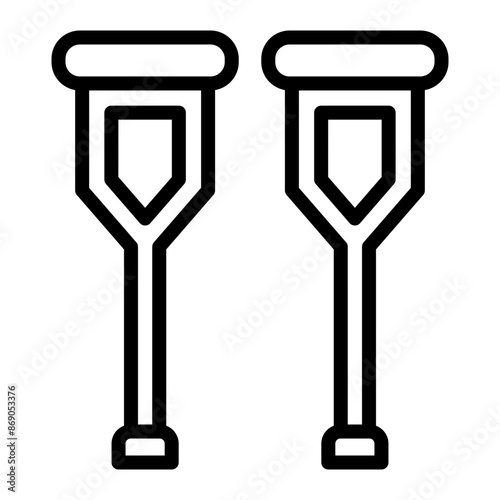 Crutches Line Icon Design