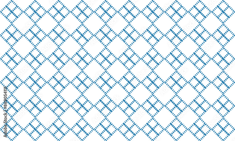 Fototapeta premium Seamless argyle pattern in blue and white colors, two tone blue diamond checkerboard repeat pattern, replete image, design for fabric printing 