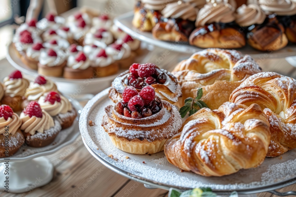 custom made wallpaper toronto digitalProfessional Photography of freshly baked pastries. Ready to be served to customers, Generative AI