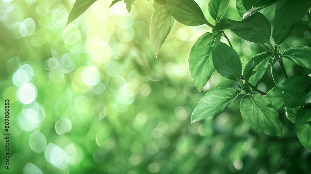 Green Leaves on Bokeh Background with Copy Space Green Leaves on Bokeh Background with Copy Space